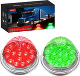 Watermelon Light 17 LED Dual Color 2PCS Stainless Steel Bezel Red to Green Side Marker Clearance Turn signal Lights 4 Plug IP68 Waterproof for Trailer Truck Pickup Camper RV ATV UTV Boat