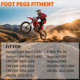 Motorcycle Foot Pegs Dirt Bike Footpegs Fit for Surron Light Bee X/S E Ride Pro SS CRF150F CRF230F CRF250F X160 X260 KDX200 XR125L XR150L Heavy Duty CNC Foot Rests Pegs Pedal, Black