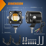 Motorcycle Driving Lights 1.7 inch White Amber Spot Beam Fog Light LED Pods IP67 Waterproof Auxiliary Offroad Lighting for Motorbike Dirt Bike e-Bike Scooter Snowmobile ATV UTV SUV Truck