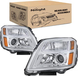 Headlight Assembly Compatible with 2010 2011 2012 2013 2014 2015 GMC Terrain Halogen Projector OE Style Replacement Headlights Chrome Housing Amber Reflector Headlamp Passenger and Driver Side