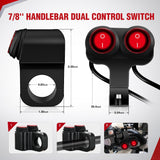 7/8 Inch Handlebar LED Light Pods 3 Inch White Amber Dual Color | 2 PCS 40 W Spot Beam Driving Fog Auxiliary Offroad Lamp with 16AWG Wiring Harness Kit for 12V Motorcycle Motorbike Dirt Bike