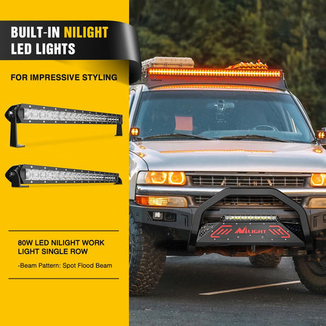 Bull Bar with Light fits 1999-2006 Chevy Silverado & GMC Sierra (07 Classic)/ 2000-2006 Suburban Tahoe & Yukon & XL / 2002-2006 Avalanche Front Bumper Grille Guard with Skid Plate Licence Hole