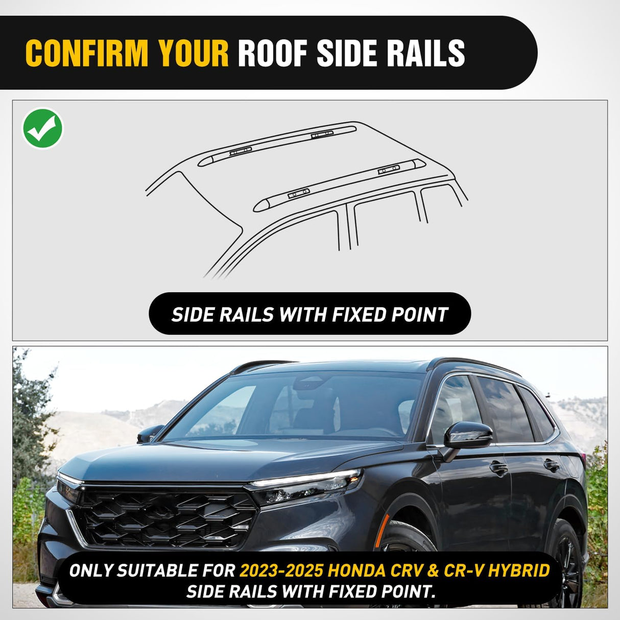 Roof Rack Cross Bars Compatible with Honda CR-V & Hybrid 2023 2024 2025 with Factory Side Rails,Adjustable Aluminum Less Wind Noise Car Crossbars for Cargo Carrier Luggage Kayak Tent Snowboard