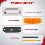 10PCS Amber Oval Side Marker Lights 4 LED 3.7 Inch Clearance Lamp IP68 Waterproof DC 12-24V with Chrome Bezel Universal for Car Auto Truck Bus Trailer Boat Deck