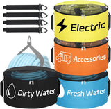4 Pack RV Hose Storage Bag, Waterproof Utility Bag with Visible Cover & Dual Zipper Closure RV Storage and Organization for Sewer, Fresh Water Hoses Electrical Cords Camper Tools Accessories