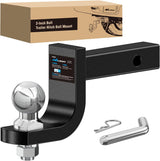 Trailer Hitch Ball Mount with 2-Inch Ball Fits 1-1/4 Inch Receiver | with 1/2 Inch Hitch Pin Clip 2000 lbs 3-1/4 InchDrop Gloss Black Powder Coat