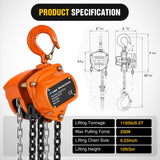 1/2 Ton 1100 lbs Manual Chain Hoist 80 Galvanized Chain 10 ft Lifting Height Industrial Grade Steel Structures for Garages Warehouse Automotive Machinery