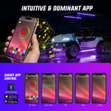 6PCS Golf Cart RGB LED Underglow Light Strips Kit APP & Remote | Multi-Mode Neon Accent Lighting Lamp Sound Active Music Sync IP67 Waterproof 12V-66V Input for EZGO Yamaha Club Car