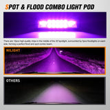 6 Inch Purple LED Light Pods 2 PCS 60W Flood Spot Combo Beam Off Road Driving Decoration Neon Hunting Lighting for 12V 24V ATV UTV Pickup Truck Tractor