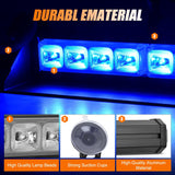 8LED Blue Traffic Advisor Strobe Light Bar Hazard Safety | with Vacuum Suction Emergency Dash Warning Flashing Lights Front/Rear Windshield Visor for Truck Police Construction Vehicles