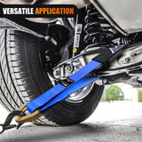 2 Inch x 38 Inch Axle Tie Down Straps with D-Rings & Protective Sleeves | 11,127 LBS Break Strength for Car Haulers Engine Hoists Trucks Trailers and UTVs 4 Pack Blue
