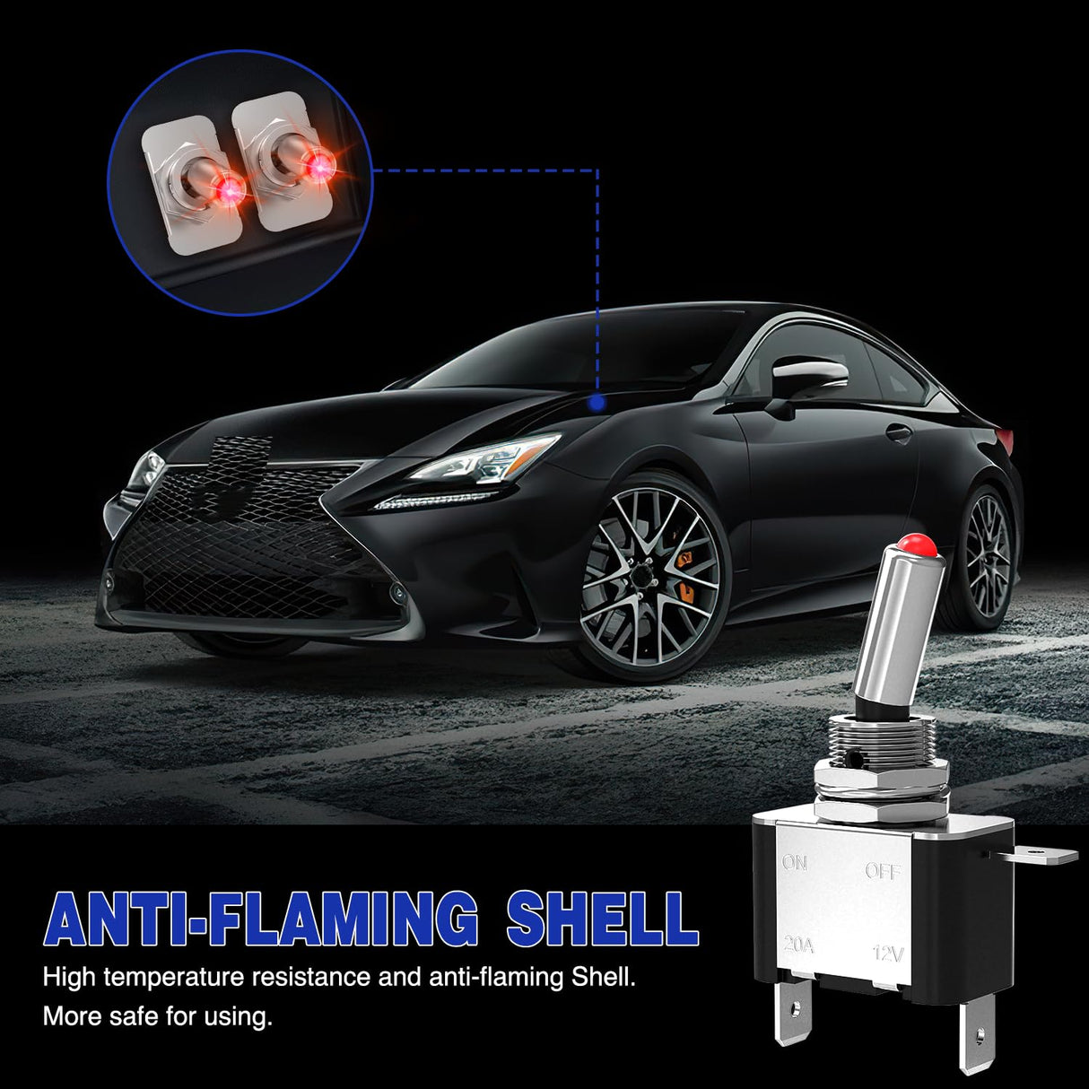 3PCS Red LED Toggle Switches 12V 20A 3 Pin 2 Position ON Off SPST Heavy Duty Rocker Switch for Auto Car Marine RV Vehicles Truck Boat Dash