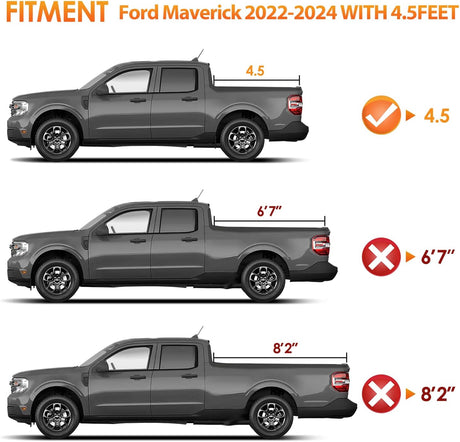 Truck Bed Tonneau Cover Hard Tri-fold Fits for 2022 2023 2024 2025 Ford Maverick-4.5ft