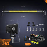 LED Light Bar with Amber DRL 30 Inch 120W Single Row Offroad Light Anti-Glare Flood Spot Combo LED Driving Bar IP68 w/ 14AWG DT Wiring Kit for Pickup Truck SUV ATV UTV Boat 4x4