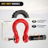 3/4 Inch D Ring Anti-Theft Shackle Tow Hook Jeep Truck SUV ATV UTV | Off Road Recovery Gear 19T 41,887 lbs Break Strength 4.75T WLL Rust-Resistant Anti-Rattle Isolators Heavy Duty Red 2pack