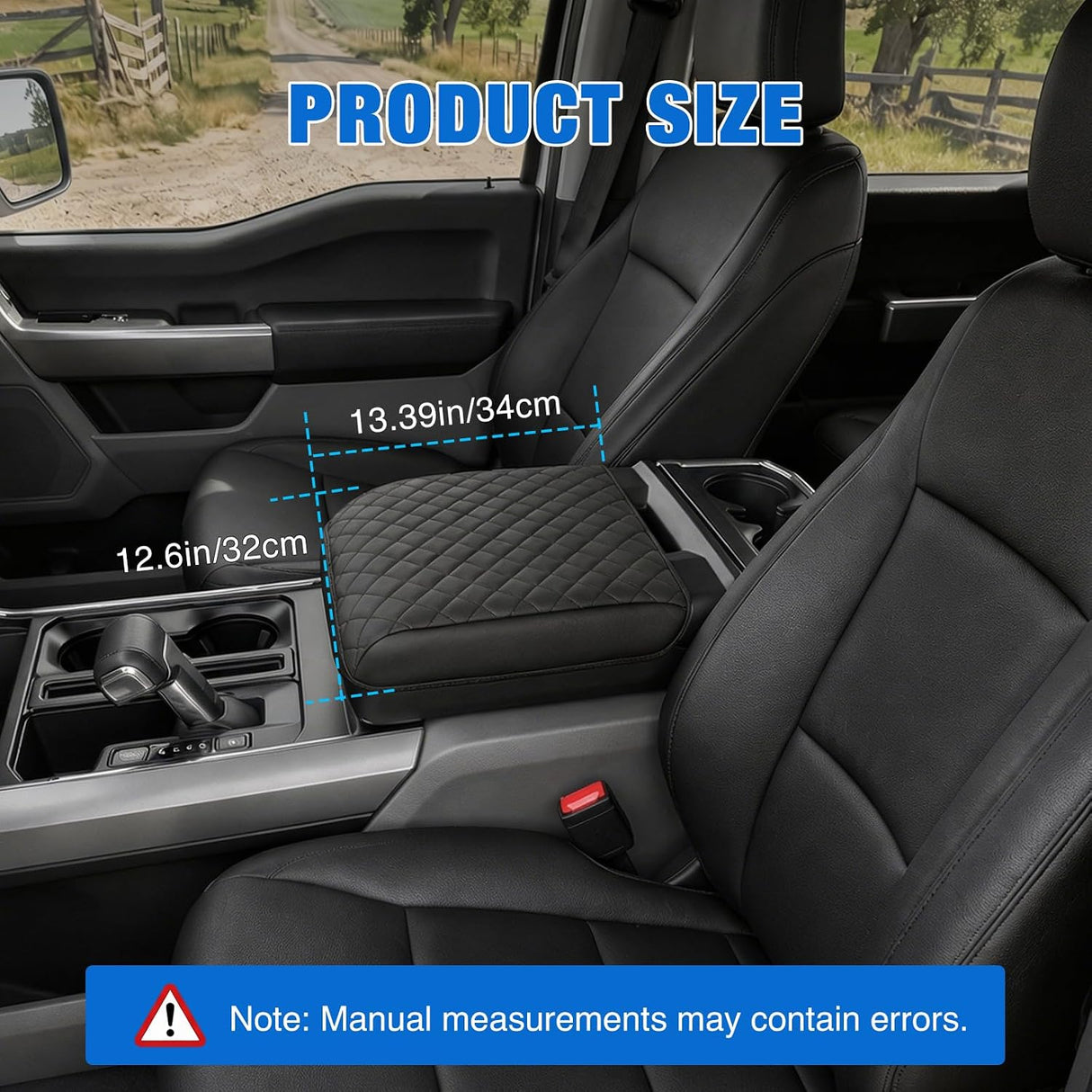 Center Console Cover for Ford F150 2021-2025 2026 Armrest Cushion | Nappa Leather Armrest Cover for Ford Car Accessories Waterproof Middle Console Cushion (Only fit for Work Surface Console)