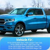 Tape-On Window Visors for 2019-2024 Ram 1500 Classic Crew Cab | For 2009-2018 Ram 1500 Crew Cab, 2010-2025 Ram 2500 3500 Crew Cab & Mega Cab, Outside Mount Rain Guards Vent Visors, 4PCS
