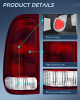 Taillight Assembly Compatible with Ford 1997 1998 1999 2000 2001 2002 2003 2004 2005 2006 2007 Ford F150 Styleside F250 F350 F450 F550 Super Duty Dark Red Rear Tail Light Lamp OE Style