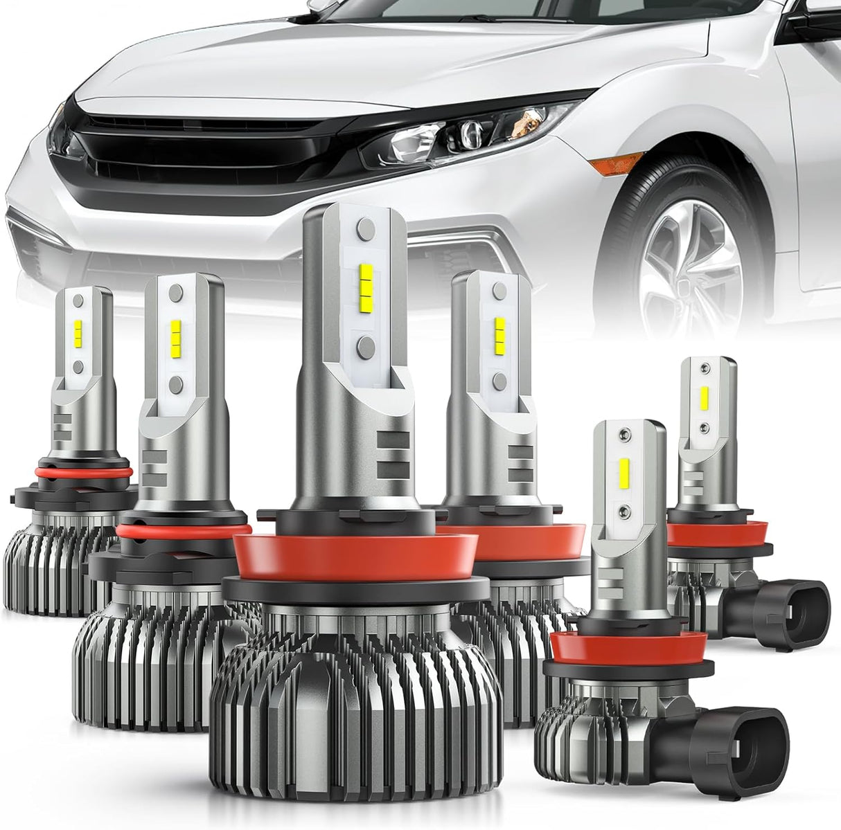H7 LED Bulbs, 600% Brighter 1:1 Mini Size Halogen Replacement, 6500K Cool White LED Fog Lights, IP67 Waterproof, 2-Pack