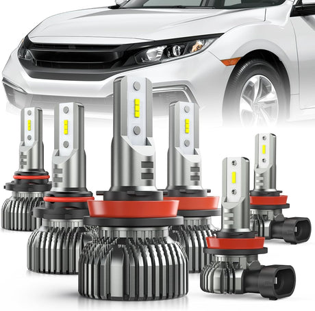 H7 LED Bulbs, 600% Brighter 1:1 Mini Size Halogen Replacement, 6500K Cool White LED Fog Lights, IP67 Waterproof, 2-Pack