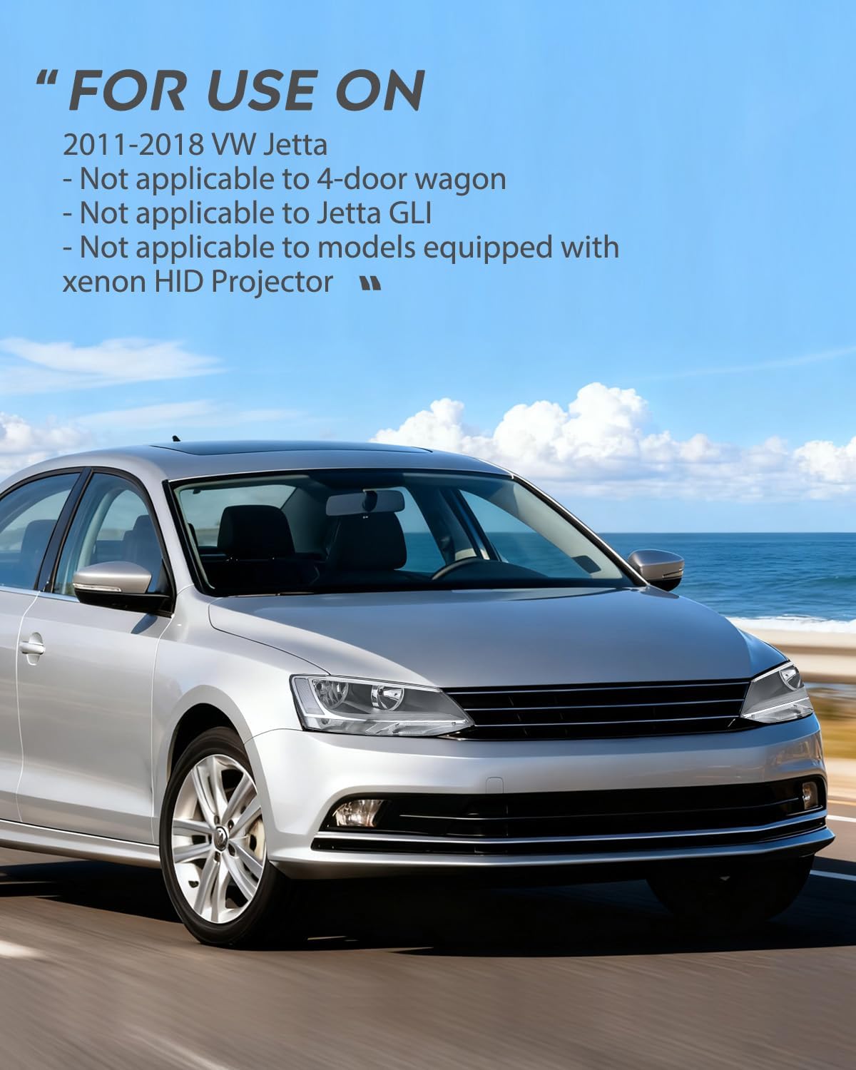 Headlight Assembly Compatible with 2011-2018 Volkswagen Jetta MK6 | 2011-018 Volkswagen Jetta MK6 OE Style Replacement Chrome Housing Clear Reflector Halogen Headlamps
