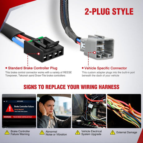Wiring Harness Kit Brake Controller Wiring Harness Adapter for 2015-2021 Ram 1500 2500 3500, 1500 Classic 4500 5500 2019-2021, Ram 4500 5500 2016-2021 Towing Hitch Trailer RV