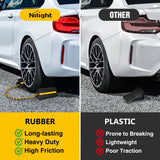 Wheel Chocks RV Car Heavy Duty Rubber Tire Chock Blocks Stopper Yellow Reflective Strips Stabilizer 2 Pack with Rope for RVs Cars Travel Trailers Campers Trucks Motorcycle Accessories Parking