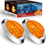 6 Inch Amber Teardrop Side Marker Light,18 LED Turn Signal | Amber Lens Chrome Bezel IP67 Waterproof Surface Mount 2 Pack Fits Freightliner Century Columbia & Coronado Trucks Trailers