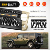 Front Grill Cover for 2007 2008 2009 2010 2011 2012 2013 2014 2015 2016 2017 2018 Wrangler JK/JKU Rubicon & Sahara Sport with LED Amber Lights Black