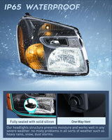 Headlight Assembly Compatible with 2005 2006 2007 2008 2009 Chevy Equinox SUV OE Style Replacement Headlights Black Housing Amber Reflector Headlamp Passenger and Driver Side