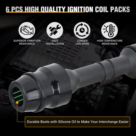 Ignition Coil Pack Fit for Nissan Infiniti Suzuki Equator Murano Altima Maxima Pathfinder Quest Xterra NV1500/2500/3500 I35 QX4 2002-2014 3.5L 4.0L V6 OE# UF349 C1406 Ignition Coils Set of 6