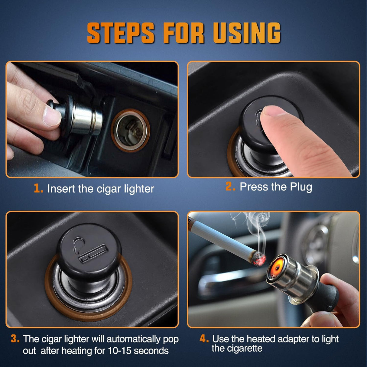 2 Pack Cigarette Lighter 12V DC Car Replacement Socket with Terminals Wires Built-in Fuse auto Cigarette Lighter Adapter Push Button car Accessory Replacement Plug for Car Truck RV UTV Boat