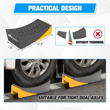 RV Leveler - 2 Pack Camper Leveling Blocks Ramp Support Dual Axles, Up to 35,000lbs, Fast RV Accessories Leveling System for Travel Trailer, Motorhome - Yellow