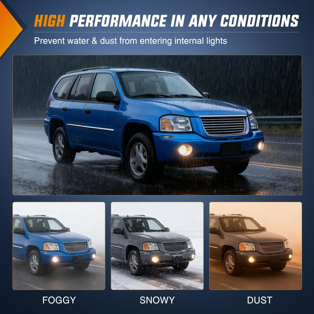 Fog Lights Assembly Compatible with 2002 2003 2004 2005 2006 2007 2008 2009 GMC Envoy Foglight Replacement w/880 12V 27W Bulbs Clear Lens