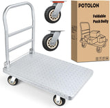 Stainless Steel Platform Cart 1320 lbs Heavy Duty Flatbed Push Dolly with 5 Inch Rubber Wheels 36 x 24 Inch Platform Truck for Warehouse Industrial Use Black