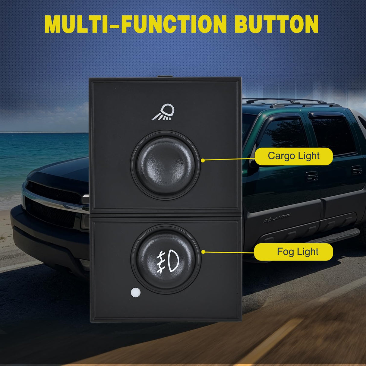 Fog Light and Cargo Lamp Switch Compatible with 2003 2004 2005 2006 Chevy Silverado 1500 2500 3500 Avalanche 1500 2500 2003-2006 GMC Sierra 1500 2500 3500 Cadillac Escalade w/Blue LED