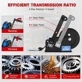 Boat Trailer Winch 3500 LBS Hand Crank Winch Heavy Duty Boat Winches with 33 FT Blue Strap Rope Hook Two Way Ratchet 4:1 8:1 Gear Portable Marine Manual Winch for Trailers Boat RV ATV Towing