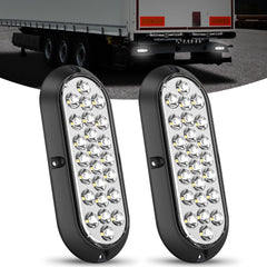 6 Inch Oval White 24Leds Trailer Tail Lights 2Pcs