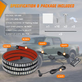 60 Inch Emergency Strobe Light Strips with Controller Red White | 384LED Flashing Warning Hazard Safety for Rear Window Tailgate on Truck Trailer Construction Plow Pickup Tow SUV Vehicles