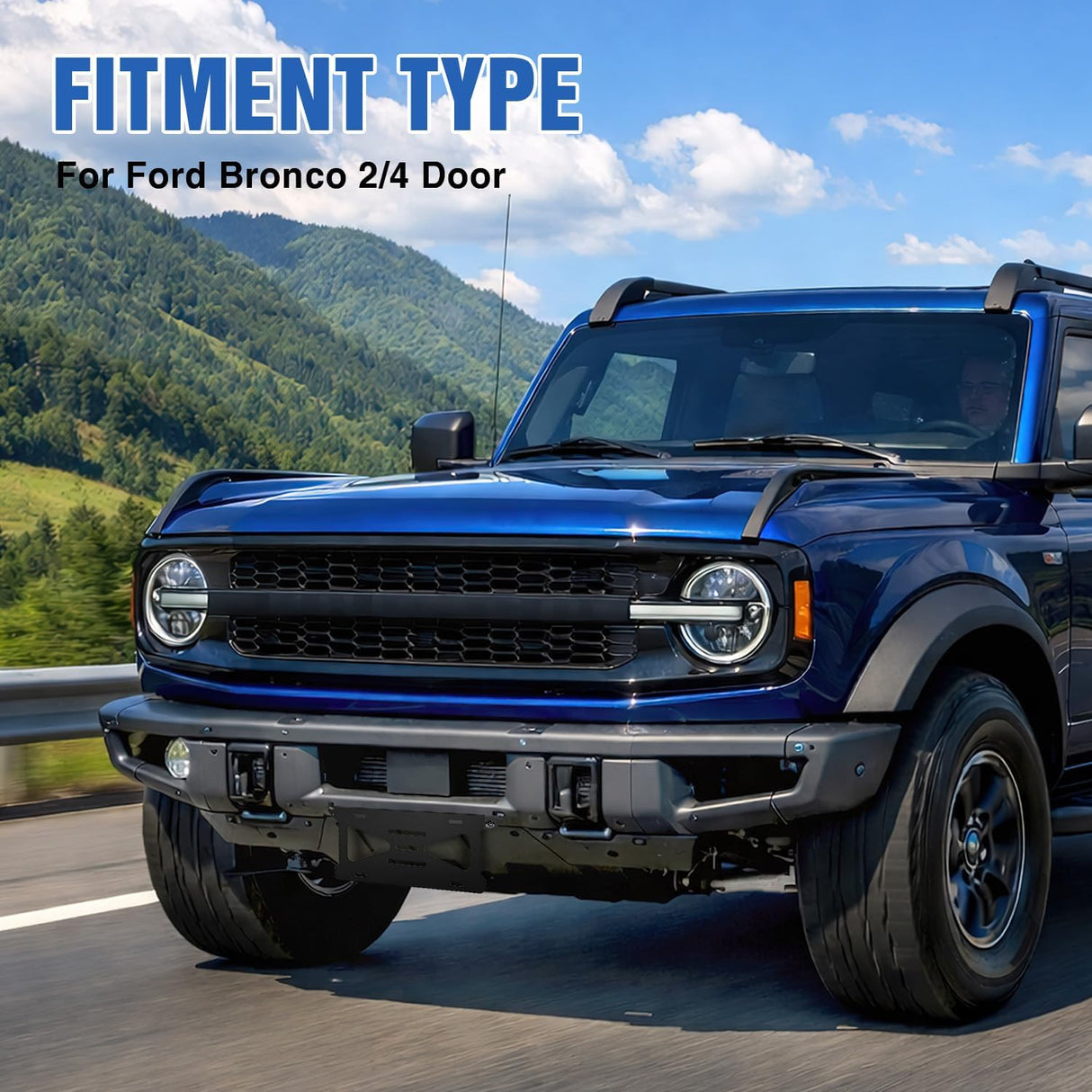 Front License Plate Bracket fit for Ford Bronco 2/4 Door 2021-2026 | for 2021-2025 2026 Steel License Plate Mounting Holder for Heavy-Duty Modular Bumper no Drilling Required Rattle-Free Black