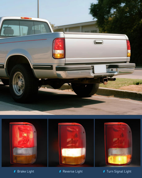 Taillight Assembly Compatible with 1993 1994 1995 1996 1997 Ford Ranger Red Clear Tail Light OE Style Rear Lamp Replacement Passenger Side