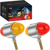 34 LED Dual Face Watermelon Light 2PCS Amber and Red Clear Lens Auxiliary Side Marker Clearance Turn signal Brake Pedestal Lights IP68 Waterproof for Trailer Semi Trucks Pickup Camper RV