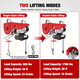 1760LBS Electric Hoist 110V Electric Hoist Winch with Wireless Remote Control, Single/Double Slings 39FT Lifting Height Material Handling Tool for Garage Warehouses Factory Attic Ceiling Crane