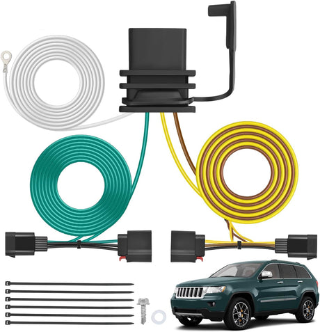 4 Pin Trailer Wiring Harness Kit 56009 Vehicle Standard 4 Way Connector Custom for 2007 2008 2009 2010 2011 2012 2013 Jeep Grand Cherokee Simple Fit Tow Hitch Harness