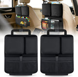 Car Seat Back Organizer 2PCS Black Oxford Fabric Universal | Multi Compartment Cup Holder Hanging Storage Bag Scratch Resistant Durable Design for Cars Vans SUVs MPVs Pickup Trucks