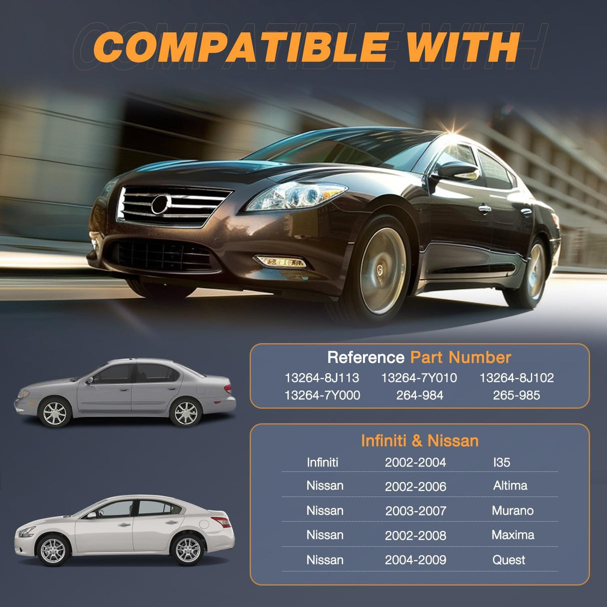 Pair Engine Valve Cover Set for Infiniti I35 2002 2003 2004, for Nissan Altima 2002 2003 2004 2005 2006, Maxima 2002-2006 2007 2008, Quest 2004-2009, Murano 2003 2004 2005 2006 2007