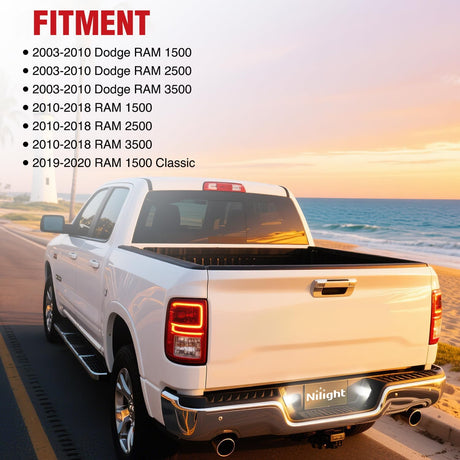 License Plate Lights Compatible with 2003 2004 2005 2006 2007 2008 2009 2010 2011 2012 2013 2014 2015 2016 2017 2018 Dodge Ram with Smoke Lens Black housing 6000K White 2PCS Pack