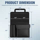 Car Seat Back Organizer 1PC Black PU Leather Universal | Multi Pockets Foldable Waterproof Scratch Resistant Hanging Storage Bag for Cars Vans SUVs MPVs Pickup Trucks