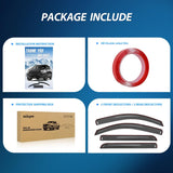 Tape-On Window Visors for Chevy Silverado 1500/GMC Sierra 1500 Crew Cab 2014-2018 Rain Guards Wind Deflectors Vent Shades, Smoke Sun Rain Guard, 4PCS