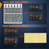 3 Gang Rocker Switch Box 12V SPST ON Off Toggle Switches PD Type C and QC 3.0 USB Charger Voltmeter LED Light Waterproof Aluminum Mount Bracket Panel DIY Stickers for Boat Car RV Truck